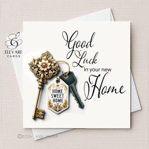 NOVO CASA personalizado, chaveiro vintage, mudança, casa nova, lindo cartão de felicitações para emoldurar. 6x6 8x8" Acabamento brilhante de luxo de alta qualidade 420 g/m²