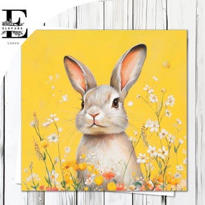 Osterhase, Frühling Karte | Osterhasen, Narzissen, Ostereier - Karte oder Poster mit Ostermotiv, Ostereier | Glossy Finish Deluxe High Grade 420g/m²