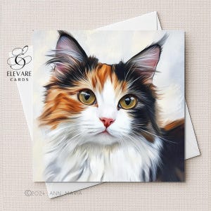 Chat écaille de tortue | Portrait à l'aquarelle | Carte vierge | affiche | Tous les amoureux des chats. Elle, lui, options personnalisées | Carré 6x6 8x8 11,5X11,5 EN VRAC
