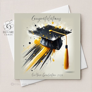Casquette académique en mortier, remise des diplômes. Félicitations. de voeux | Formats d'impression de poster 6 x 6 8 x 8 po. Qualité brillante Deluxe 420 g/m²