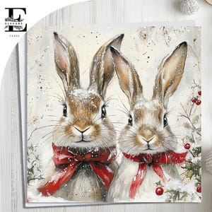 Tarjeta navideña de Wild Hares, feliz Navidad, mamá y papá, adorable pareja. Elija personalizar, tarjeta frontal e interior de 6 x 6, 8 x 8,6, 5 x 5 AHORRE Compra al por mayor