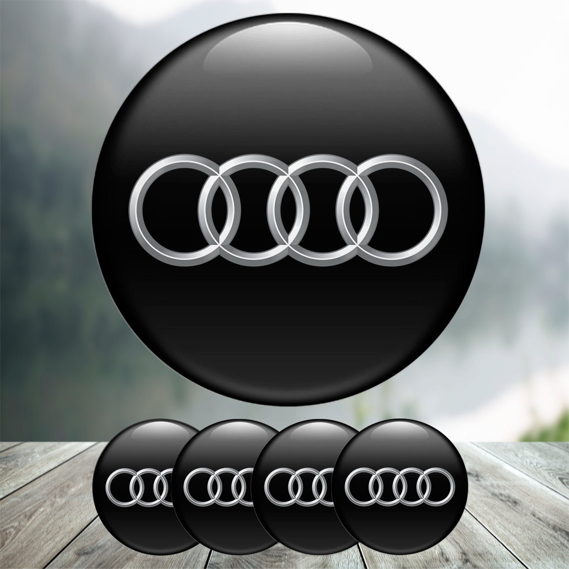 Black Audi Rings Emblem 