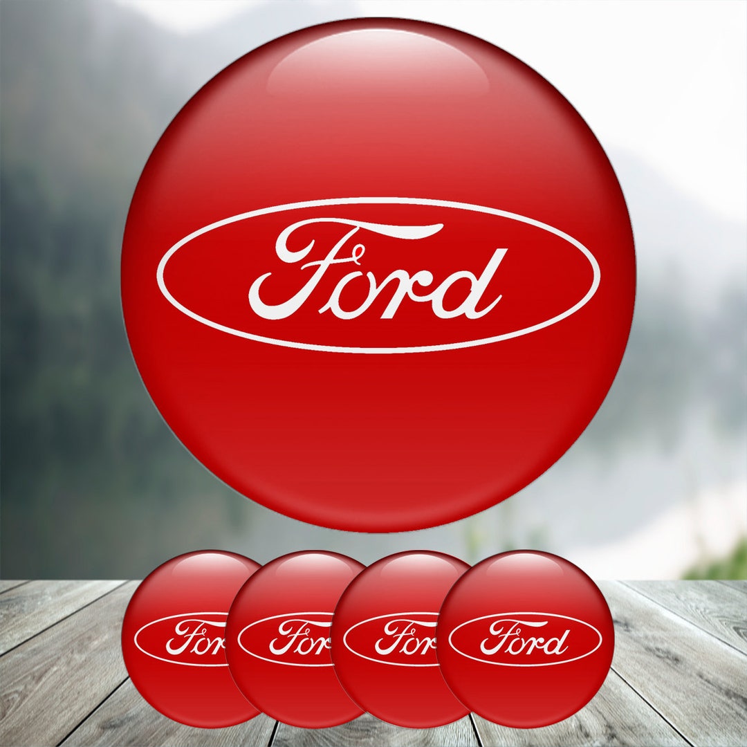 Set of 4 Pcs Ford Stickers Center Wheel Caps Decals High Quality Emblem