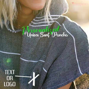 PERSONALIZED Hooded Poncho Wetsuit Changing Towel, Custom Beach Poncho, Unisex Beach Cover up, Gifts for Her, Monogram Hoodie Unisex Poncho