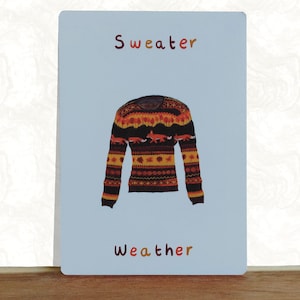 Carte de vœux pour la météo des pulls - carte postale avec illustration chaleureuse faite à la main