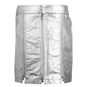 Metallic Lambskin Leather Mini Skirt: Women&#39;s Pencil Skirt