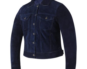 Handmade Suede Trucker Jacket: Women's Western Shirt Style