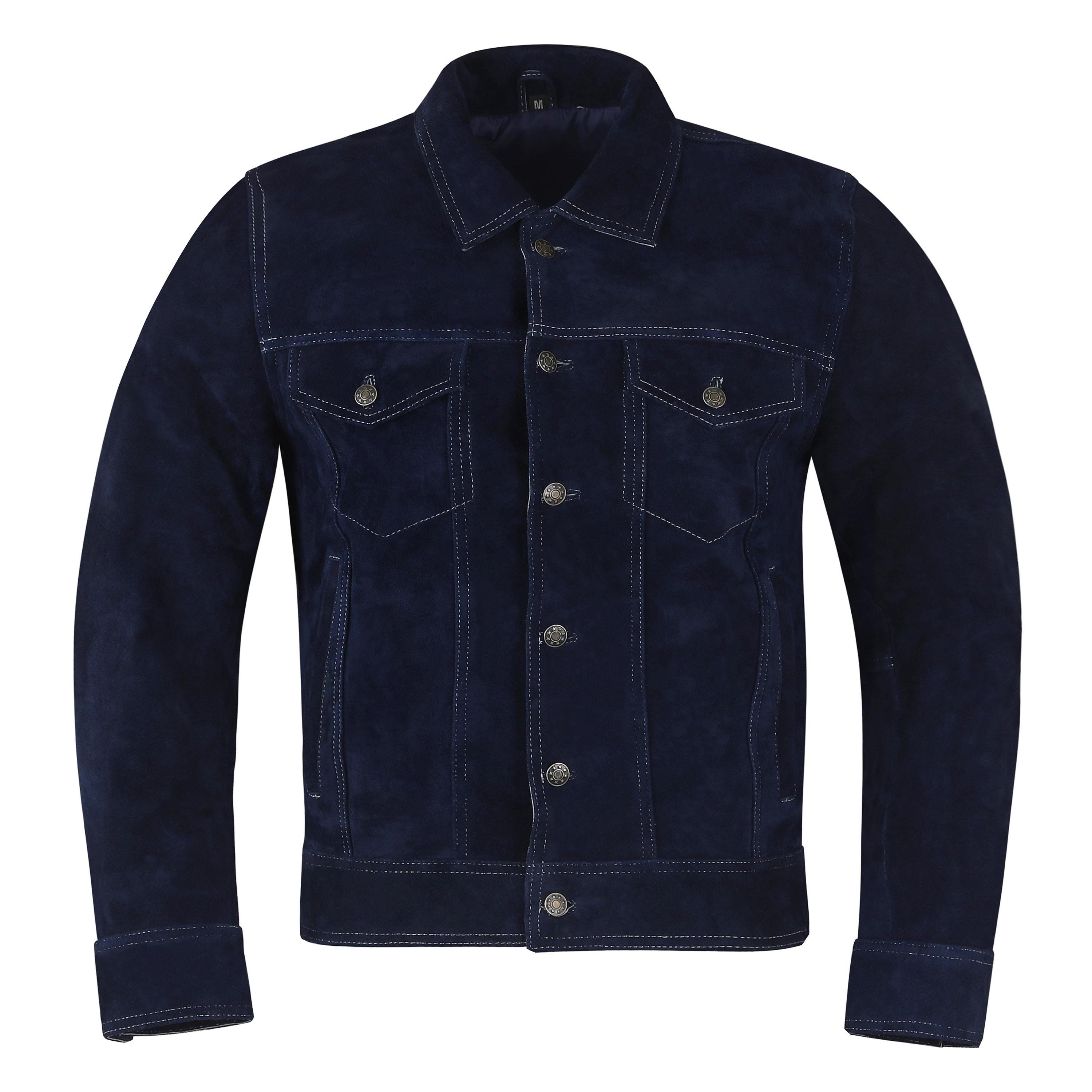 Mens Vintage Blue Suede Jacket - Etsy