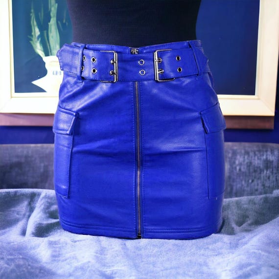 ◆NASTY FANCY CLUB◆ NF Below Zipper Mini Skirt BLUE F23ZC85 SKIRTS - [FANCY CLUB]
