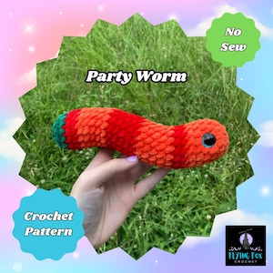 PATTERN: Party Worm | No-Sew | English PDF Crochet Amigurumi Pattern