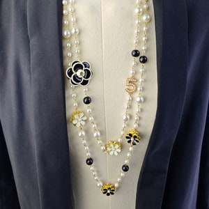 Chanel pearl sales necklace etsy