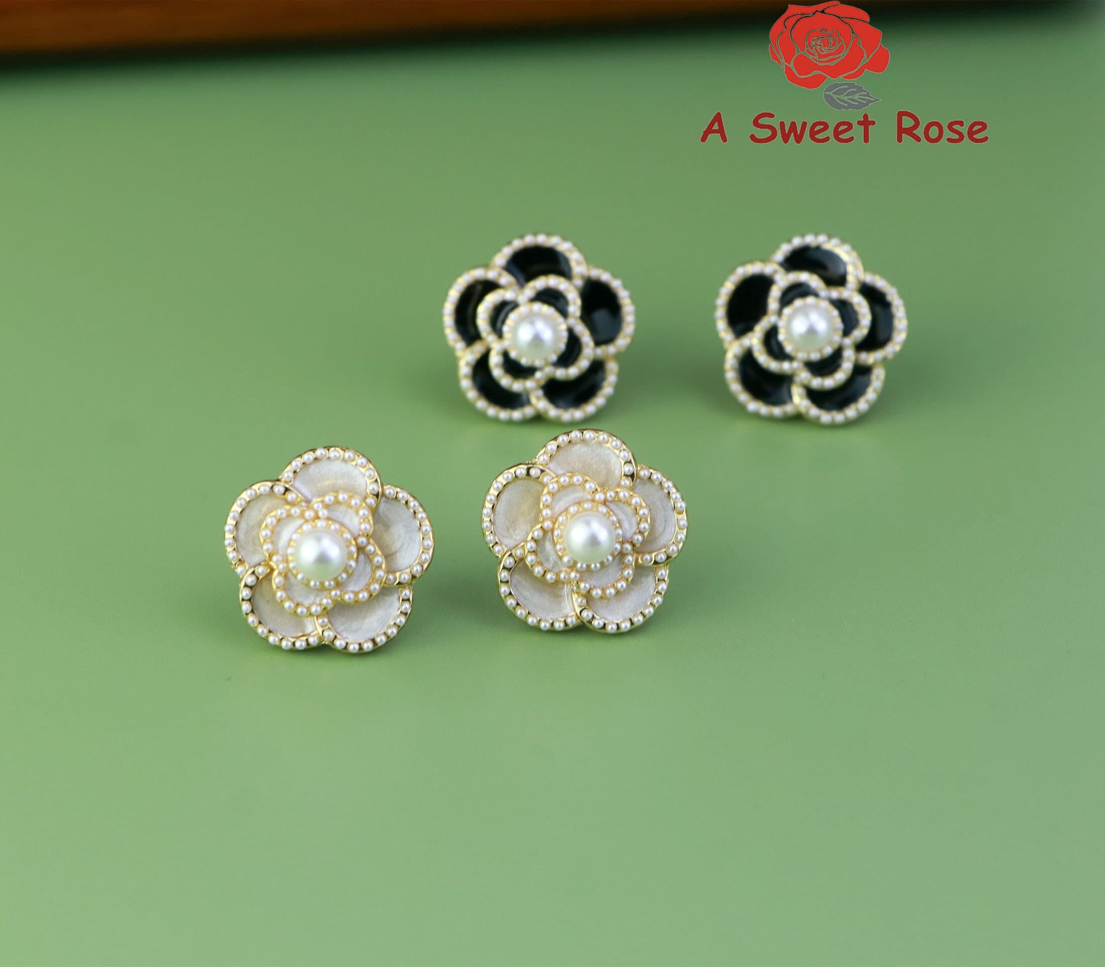 chanel camellia hoop earrings
