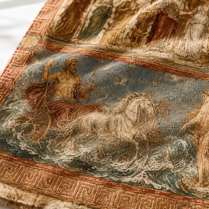Roman Empire Blanket, Pompeii Fresco Throw, Ancient Rome Decor, History Buff Gift, Gladiator Chariot Mural, Classical Art Blanket, Italy image 5