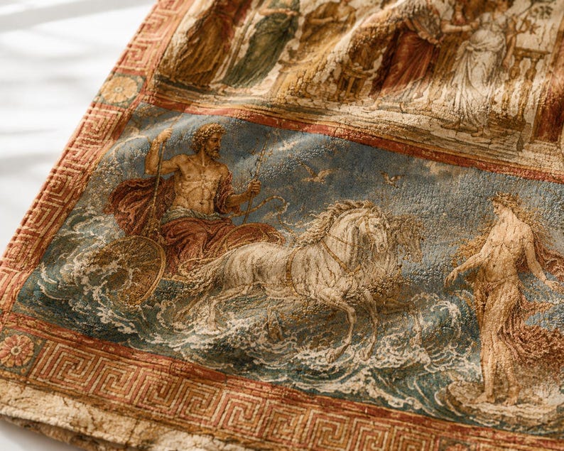 Roman Empire Blanket, Pompeii Fresco Throw, Ancient Rome Decor, History Buff Gift, Gladiator Chariot Mural, Classical Art Blanket, Italy image 5