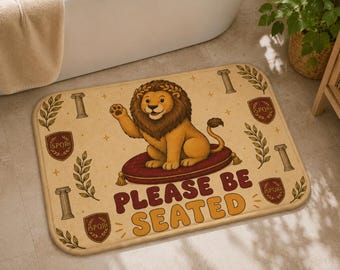 Funny Lion Bath Mat, Roman Gladiator Bathroom Rug, SPQR Decor, Ancient Rome Wall Art, Non Slip Mat, Lion Lover Housewarming Gift
