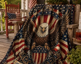 4th of July Throw Blanket, American Eagle Stars Stripes, Patriotic Home Decor, Independence Day Gift, Land of the Free, Americana Gift
