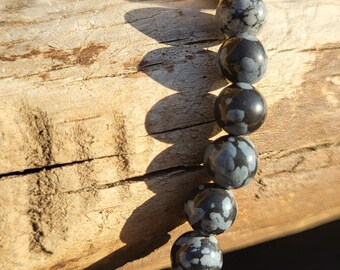Snowflake obsidian bracelet / women's stone bracelet / healing stone bracelet / crystal bracelet