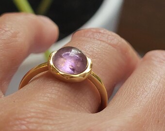 Amethyst and sterling silver ring, amethyst and silver jewelry, amethyst crystals, engagement ring, gift for her