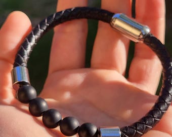 Black onyx jewelry, Men's healing stone bracelet, Men's black onyx bracelet
