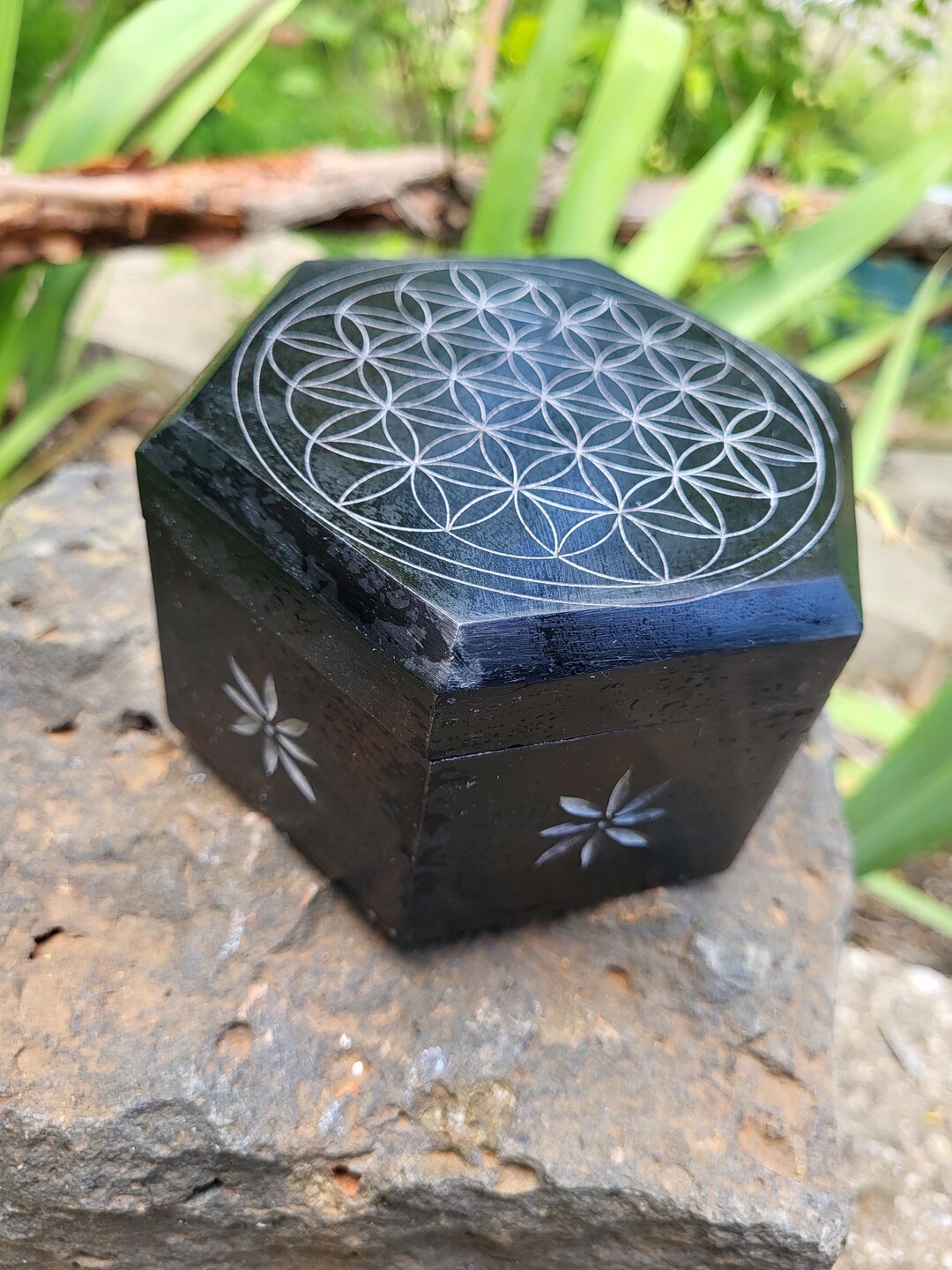 Flower of Life Box, Soapstone Box, Small Stone Box, Crystal Storage Box ...