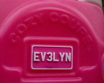 Personalised Cozy Coupe Number Plate - Custom Little Tikes Toy