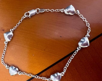 925 シルバー ウェーブ リンク ブレスレット。7 1/2 インチ。 - Etsy 日本