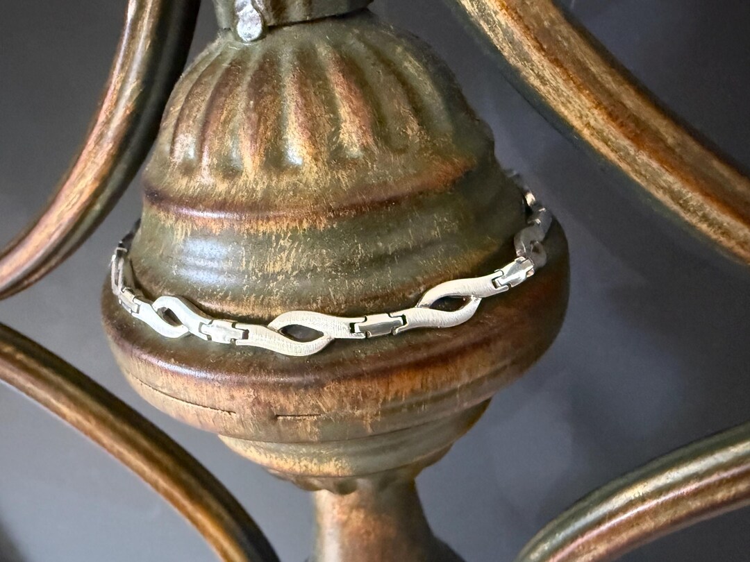 925 シルバー ウェーブ リンク ブレスレット。7 1/2 インチ。 - Etsy 日本