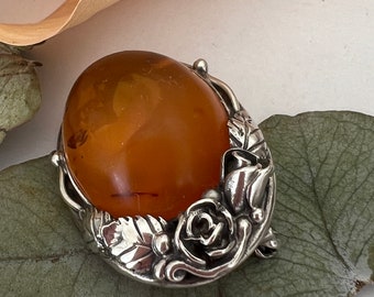 Bracelet en argent 925° et en ambre naturel pour dames