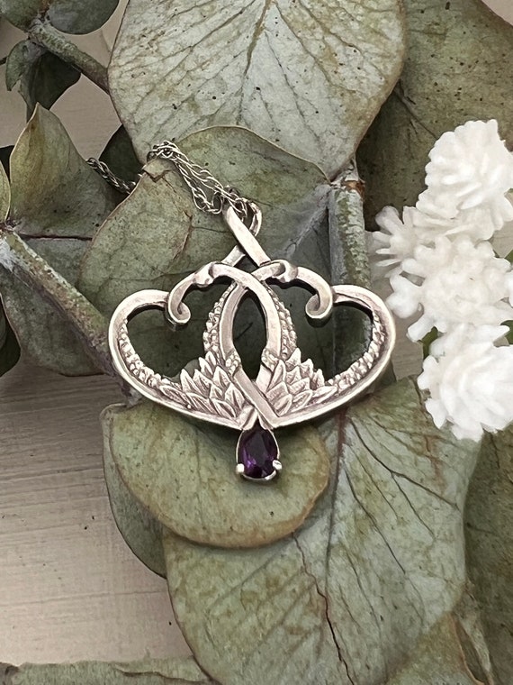 Vintage Celtic Gaelic Sterling Silver and Amethyst