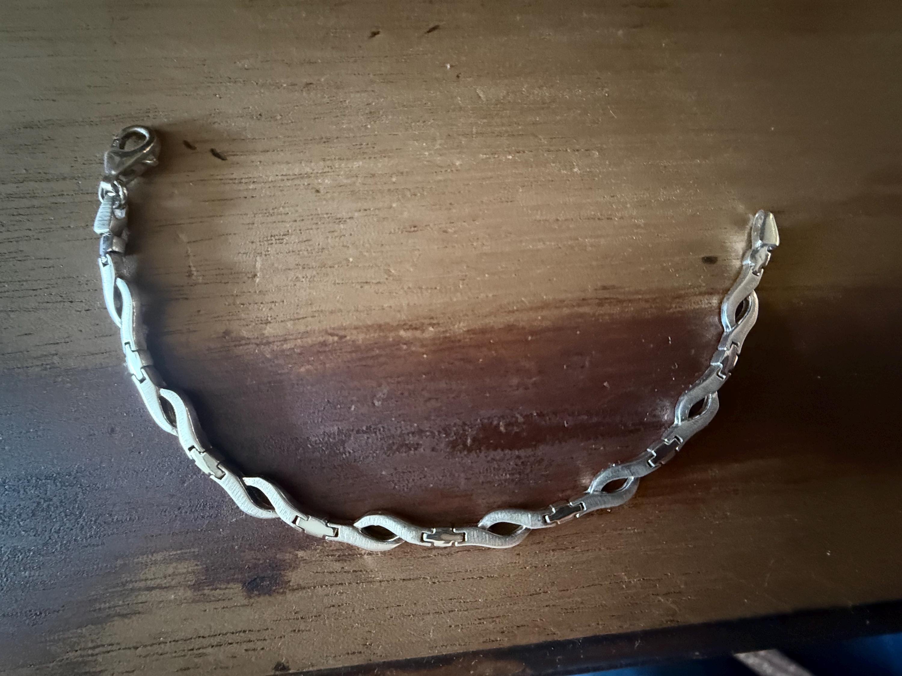 925 シルバー ウェーブ リンク ブレスレット。7 1/2 インチ。 - Etsy 日本