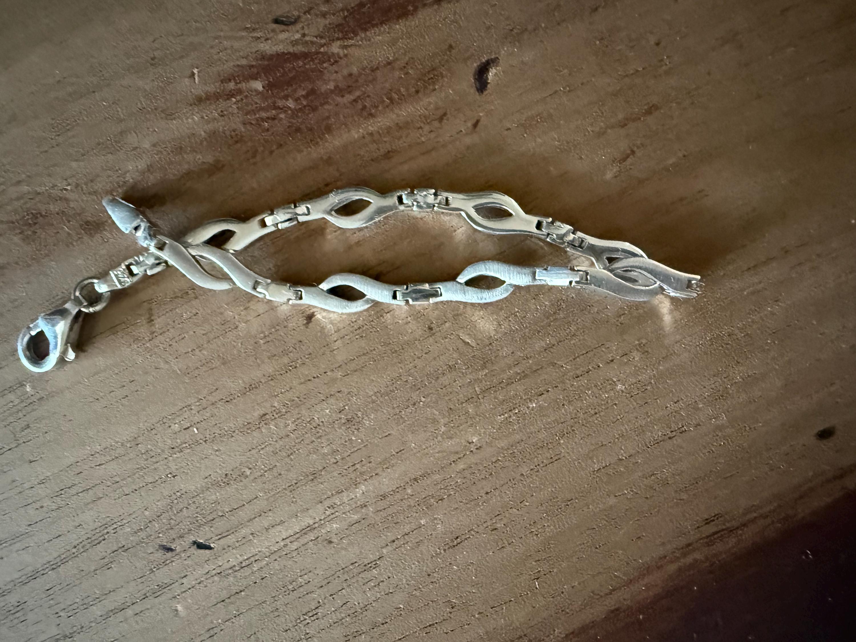 925 シルバー ウェーブ リンク ブレスレット。7 1/2 インチ。 - Etsy 日本