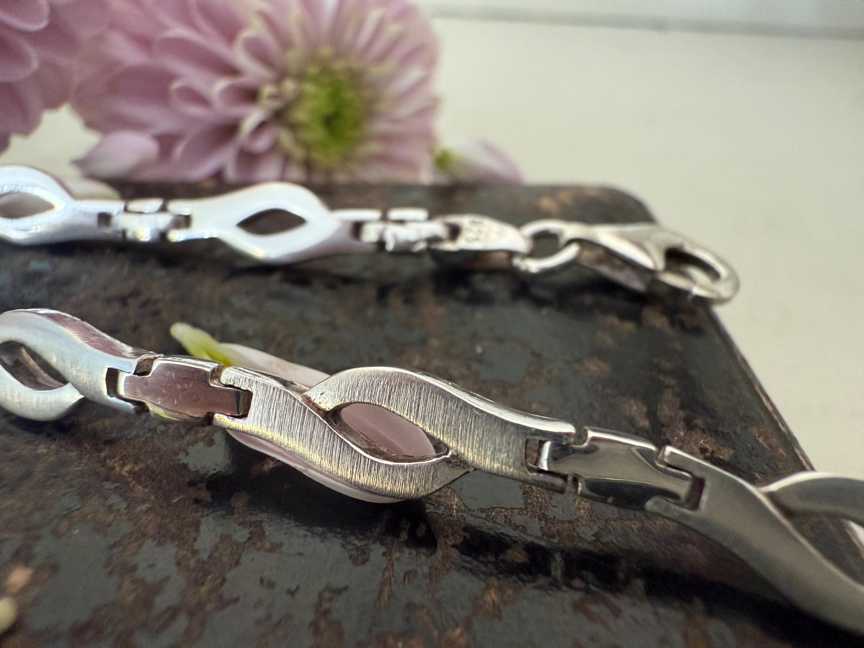 925 シルバー ウェーブ リンク ブレスレット。7 1/2 インチ。 - Etsy 日本