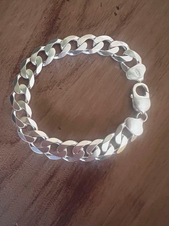 Sterling Silver Unisex Flat Faceted Large Link Curb Chain Sterling Silver Unisex Flat Faceted Large Link Curb Chain