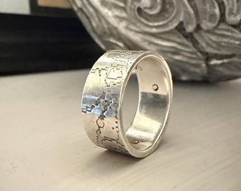 Vintage Sterling Silver Wide Width Textured Band