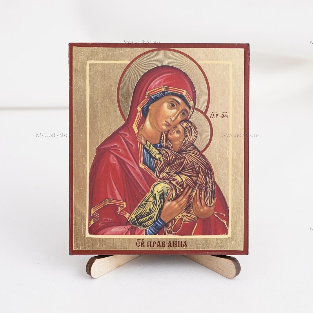 Icon of SAINT ANNA, Icons on Gold, Handmade Orthodox Icon of ...