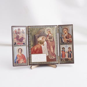 Triptych Orthodox Icon, Icon Of The MOTHER Of GOD “The HEALER”, Handmade Orthodox Icon Of Theotokos The Healer, Religious Icon Home Decor
