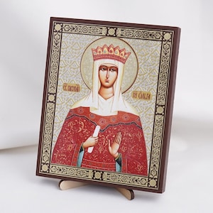 HOLY PRINCESS OLGA Icon, Personalized Icon, Handmade Orthodox Icon Of Holy Equal To The-Apostles, Orthodox Icon, Religious Icon Home Decor