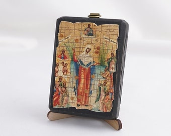Icon of JOY Of All WHO SORROW, Saints Icon, Christian Icons, Handmade Greek Orthodox Icon, Religious Home Decor, Icon On Wood Plaque