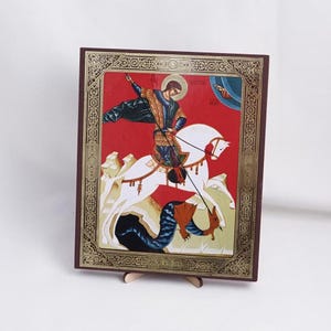 Icon Of SAINT GEORGE, Personalized Icon, Handmade Orthodox Icon Of Holy Great Martyr, Orthodox Icon, Religious Icon Home Decor