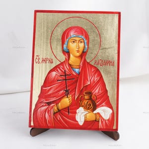 Icon Of SAINT MARY MAGDALENE, Christian Icons, Handmade Orthodox Icon Of Saint Mary, Home Decor, Wood Icons, 6.7x9 inch