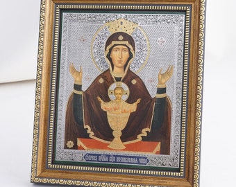 Icône personnalisée « CALICE INEXHAUSTIBLE » de la Mère de Dieu, icône des saints, icônes faites main, icônes chrétiennes, icônes byzantines, 11 x 13 gravures