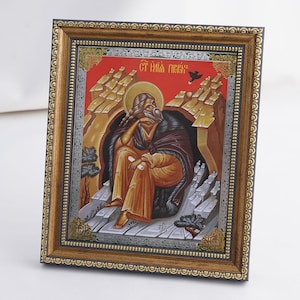 Icon Of HOLY PROPHET ELIJAH, Personalized Icon, Orthodox Handmade Icon Of St Elijah, Christian Icons, Byzantine Icons, 11x13 Icon