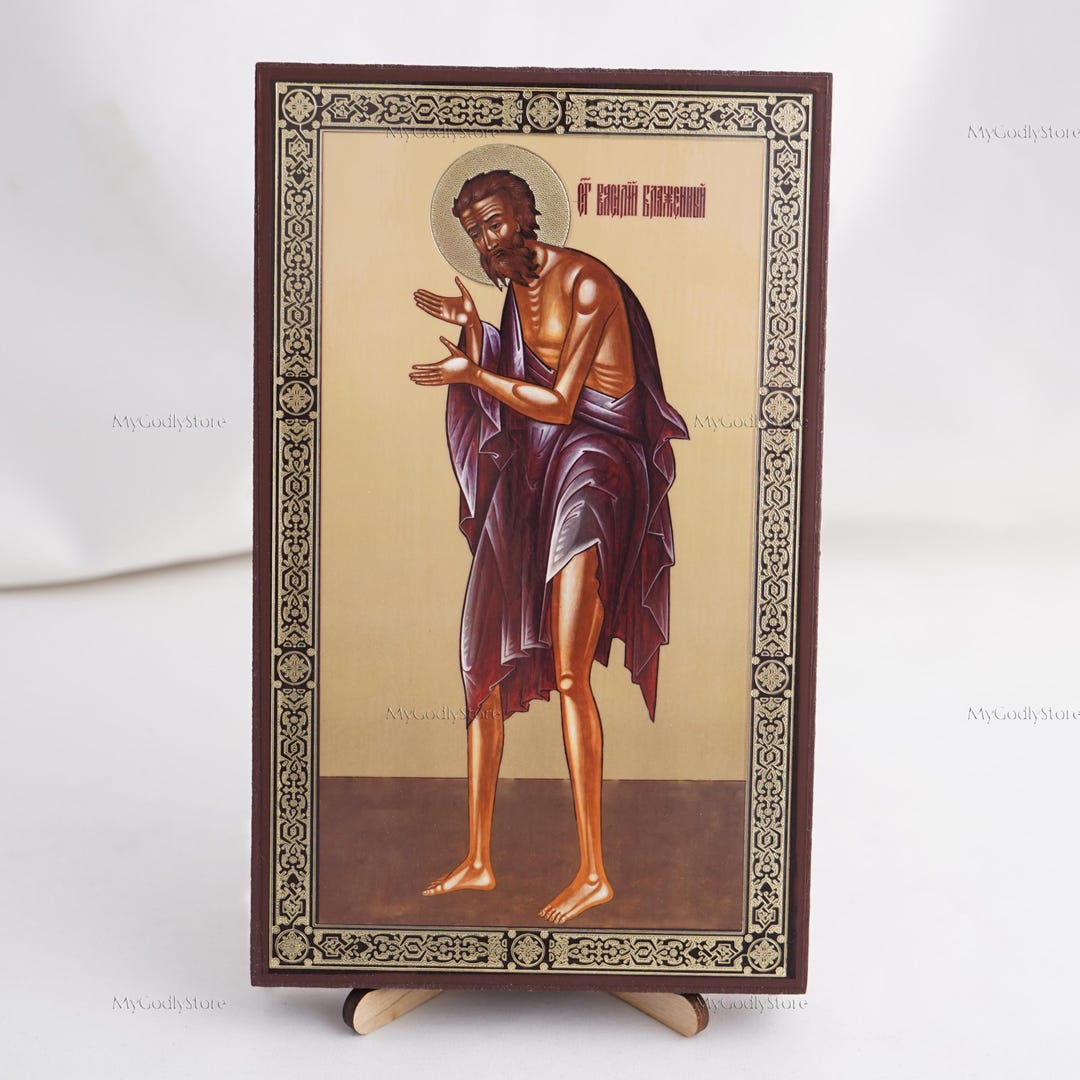 Icon of St. BASIL the BLESSED, Personalized Icons, Handmade Orthodox ...