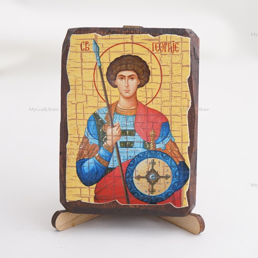 Icon of SAINT GEORGE, Christian Icons, Handmade Greek Orthodox Icon of ...