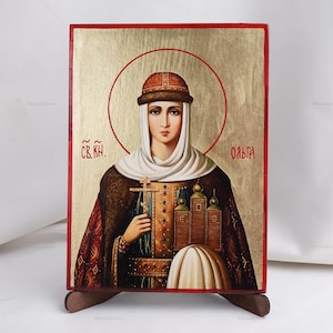 Icon Of SAINT OLGA, Christian Icons, Handmade Orthodox Icon Of Saint Olga, Home Decor, Wood Icon, 6.7x9 inch