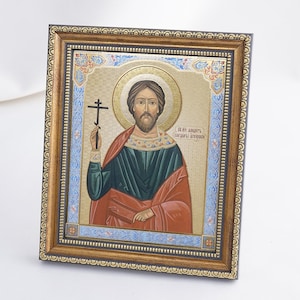 Saint THEODOTUS Of ANCYRA Icon, Personalized Icon, Orthodox Handmade Icon Of Saint Bogdan, Christian Icons, Byzantine Icons, 11x13 Icon