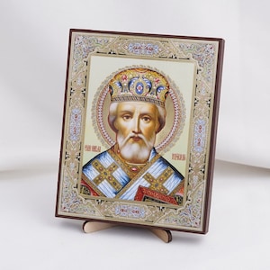 Icon Of HOLY FATHER NICHOLAS, Personalized Icons, Handmade Orthodox Icon Of The Saint Nicholas, Orthodox Icons, Religious Icons Home Decor