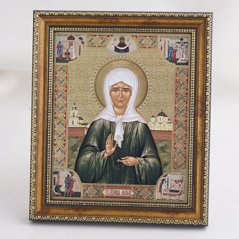 Saint MATRONA Icon, Personalized Icon, Orthodox Handmade Icon Of Saint Matrona, Christian Icons, Byzantine Icons, 11x13 Icon image 1