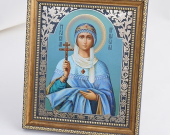 SAINT HELENA Icon, Personalized Icon, Holy Elena, Silver Handmade Icons, Christian Icons, Byzantine Icons, 11x13 Icon
