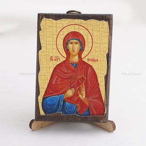 Icon Of SAINT ZENAIDA, Christian Icons, Handmade Greek Orthodox Icon Of Saint Martyr Zinaida, Religious Home Decor, Wood Icons
